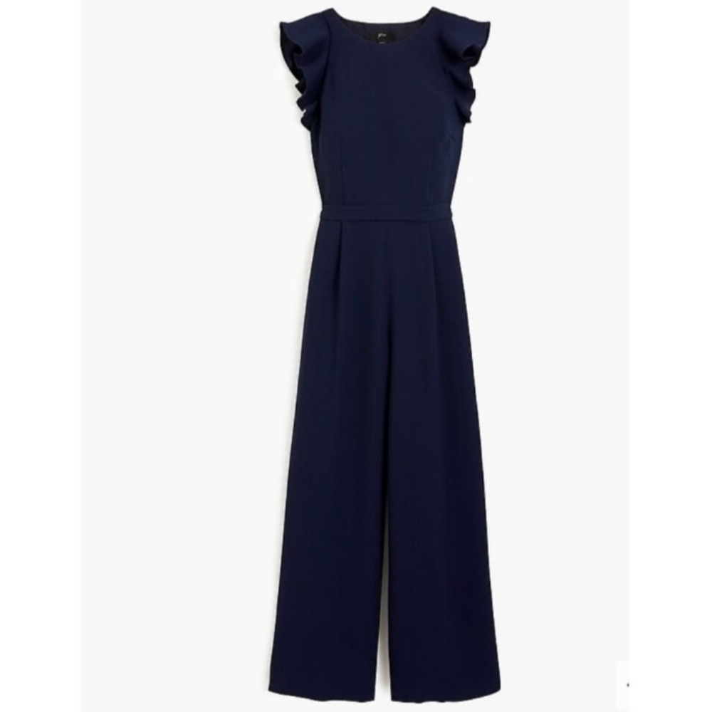 J. Crew Black One Piece Jumpsuit Size 6 NEW NWT Ruffle Flutter Sleeve - Picture 3 of 12